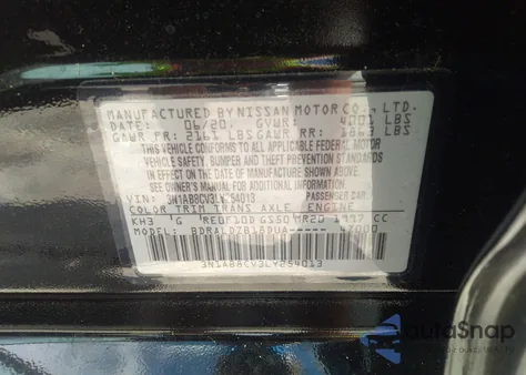 2020 Nissan Sentra Sv Xtronic Cvt from USA, damaged, VIN 3N1AB8CV3LY254013